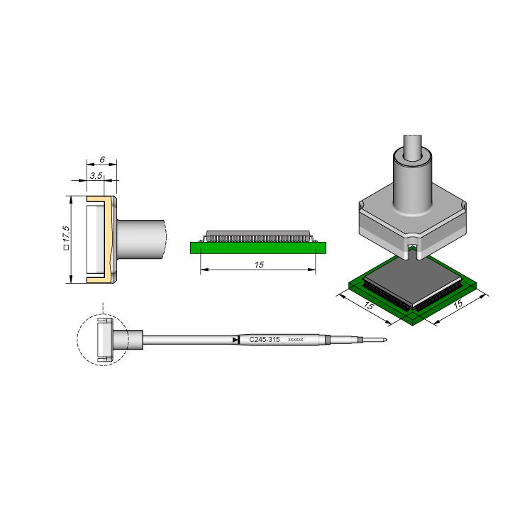 西班牙 JBC C245315 QFP拆焊烙铁头15,0x15,0 C245-315