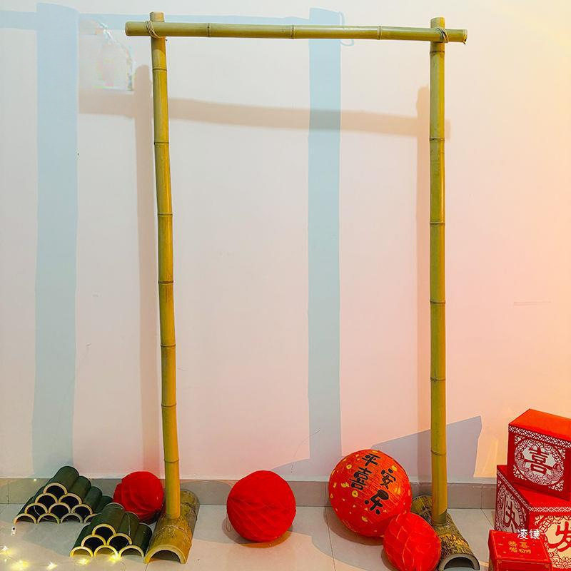 婚宴竹架子搭建竹竿迎宾荷花展框支架庆礼道具户外竹筒造景猜灯谜