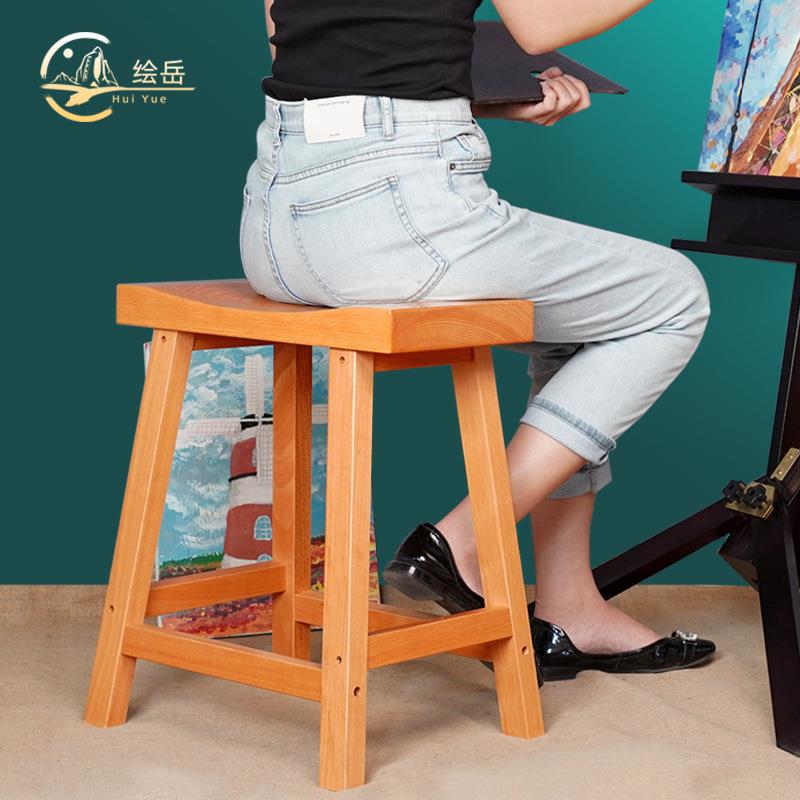 绘岳榉木美术教室画凳人体弧形设计素描油画画凳实木写生凳绘图椅