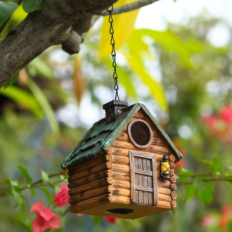 庭院花园布置摆件创意户外小鸟屋房子树挂装饰温馨鸟窝繁殖挂窝