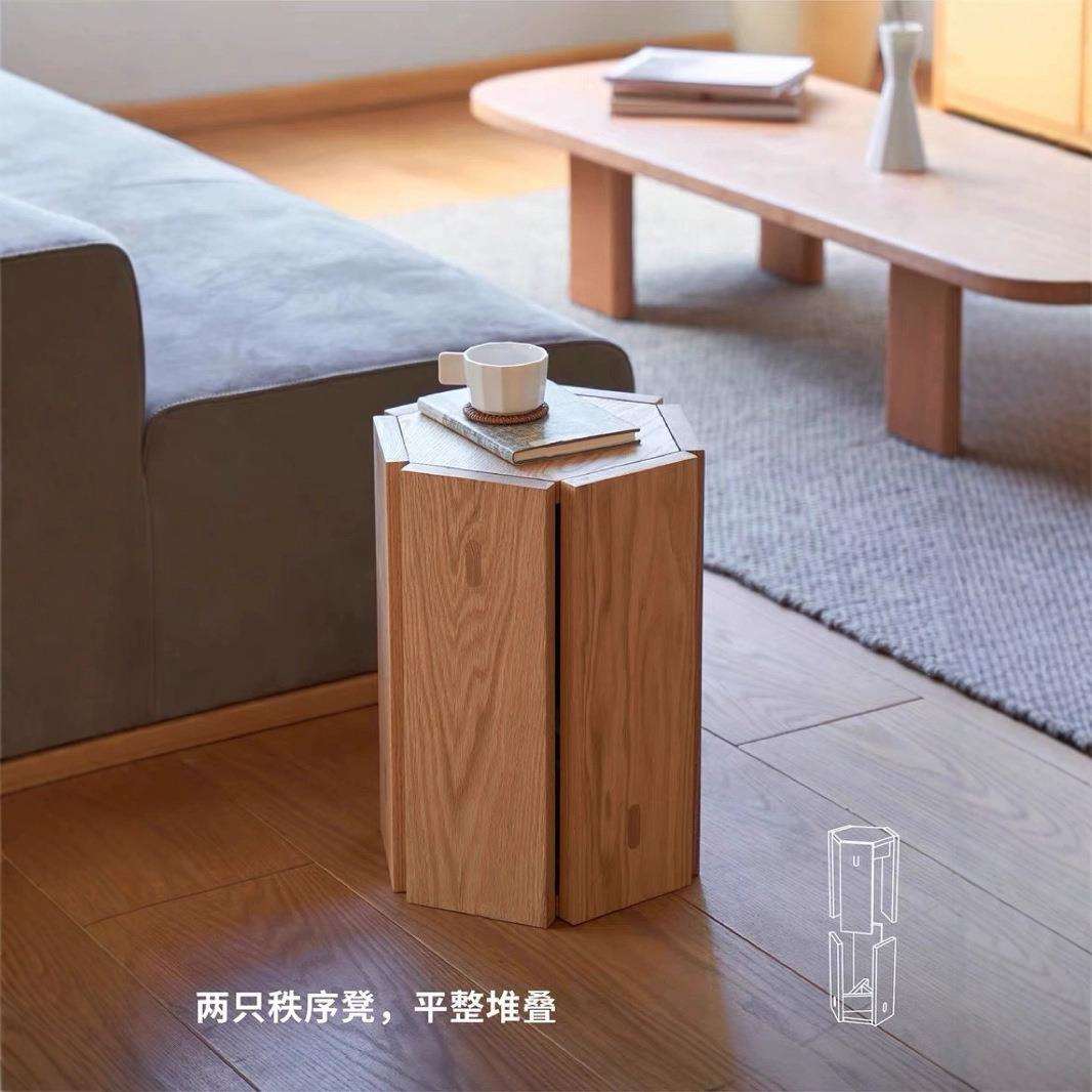 家用客厅方凳现代简约化妆矮凳板凳餐桌北欧香樟木凳子叠放餐凳