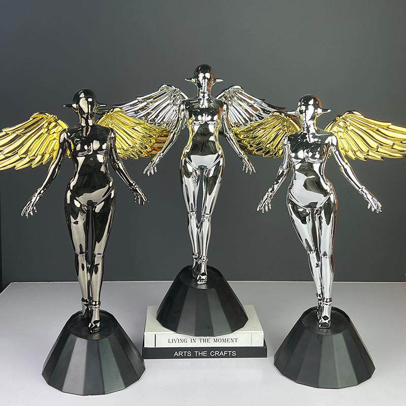 现代简约创意天使人摆件翅膀人摆件样板间客厅茶几玄关装饰摆件