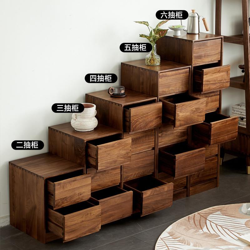斗柜实木五斗柜超窄组合抽屉柜卧室床尾柜北美黑胡桃木北欧卡门柜