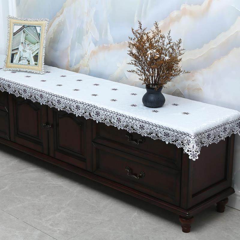 新中式茶几电视柜桌布组合套装简约客厅蕾丝布艺盖布防尘罩布