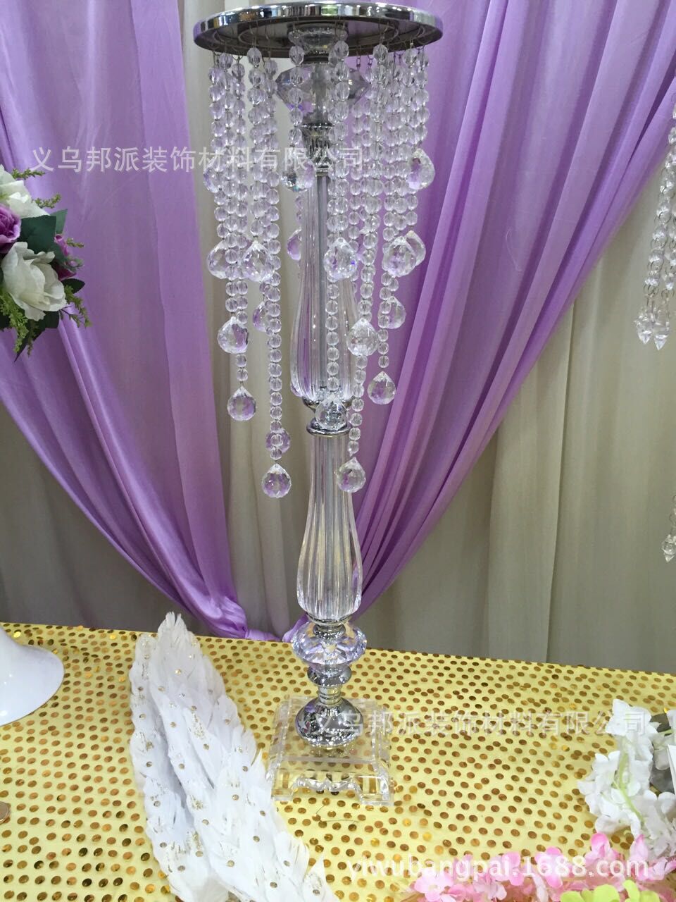 厂家直销水晶柱婚庆道具路引新款摆件装饰花盘T台道具装饰批发