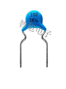 瓷片电容102M 1KV 蓝色内弯高压电容 原厂