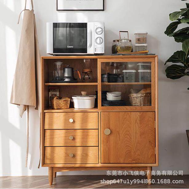 北欧实木餐边柜厨房白橡木五斗碗柜樱桃木餐厅家具边柜储物茶水柜