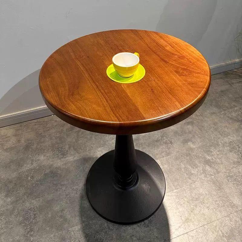 复古咖啡厅桌子西餐厅实木小圆桌蛋糕店民宿甜品奶茶店餐桌椅组合