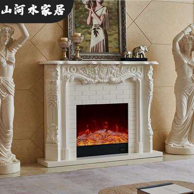 1.5米欧式壁炉实木复古 美式家用别墅客厅仿真火焰壁炉装饰柜取暖