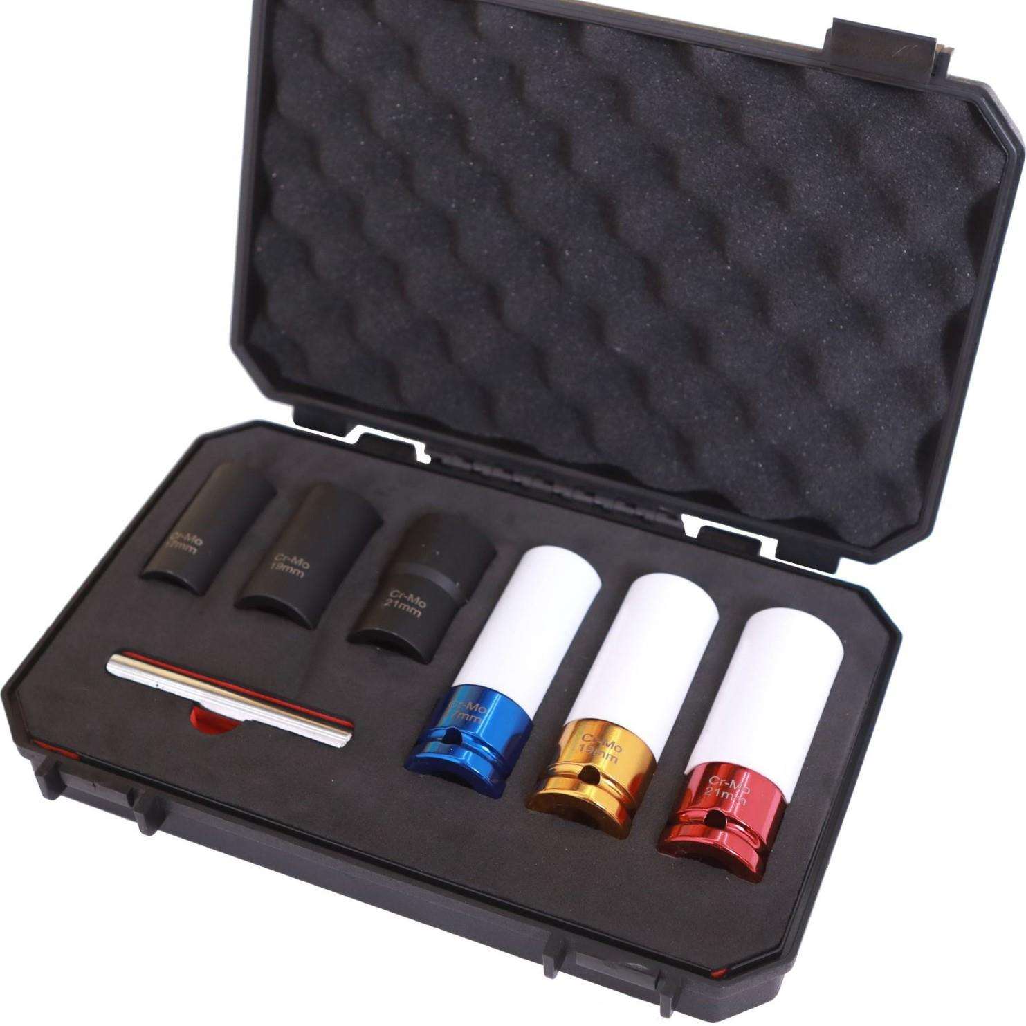 1/2气动加长轮胎螺丝风炮套筒轮毂防刮花反牙反螺旋17/19/21mm