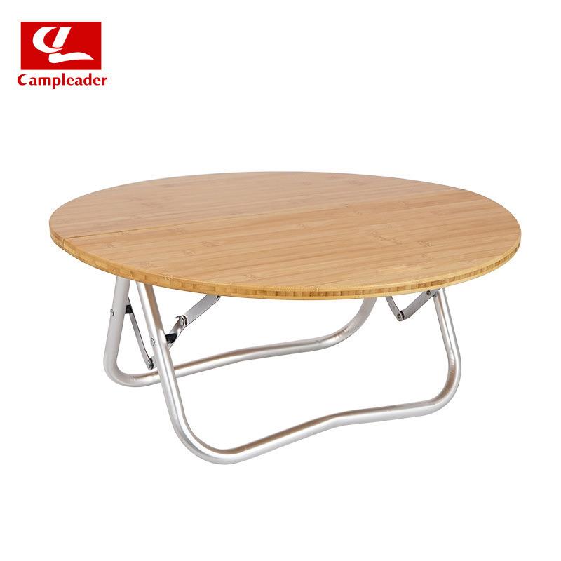 新款户外便携可折叠桌车载竹板桌对折小圆桌露营简易烧烤野餐桌子