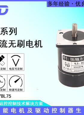 常州泰达57BL75-230-1直流无刷电机24V3000转70W高转速小马达可调