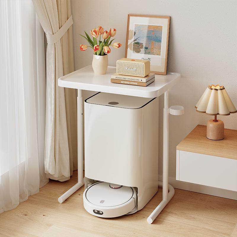 家用扫地机器人置物架电视柜旁白色客厅沙发边简约现代轻奢收纳架