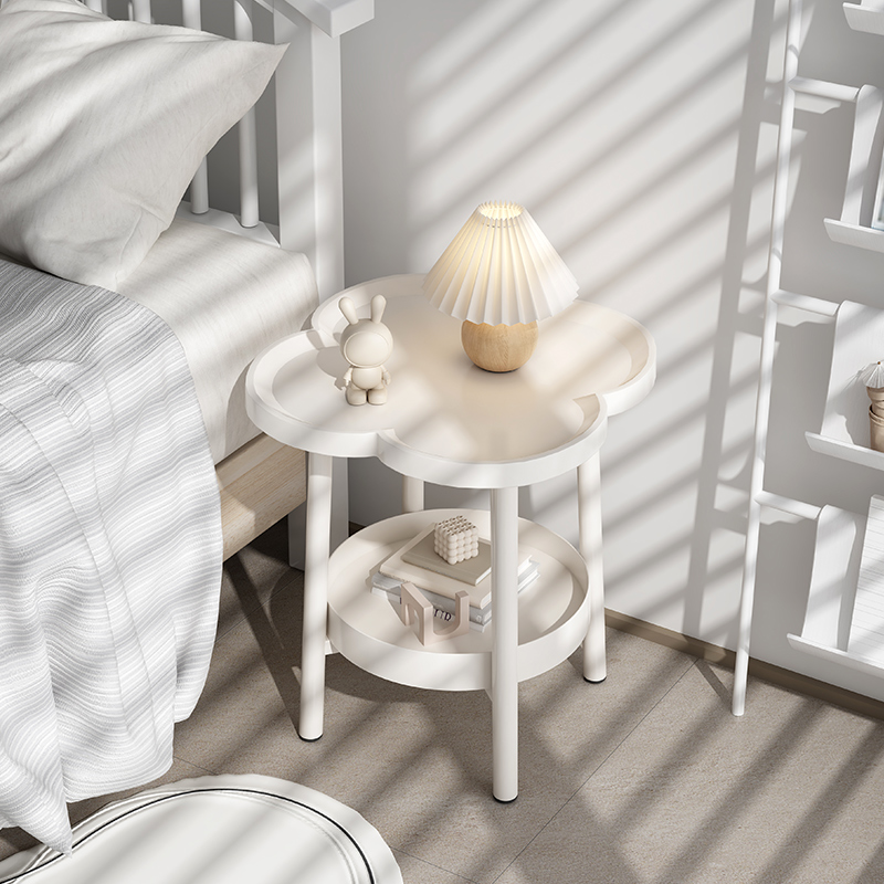 奶油风小茶几现代简约客厅沙发边几小型I创意床头移动置物架小桌