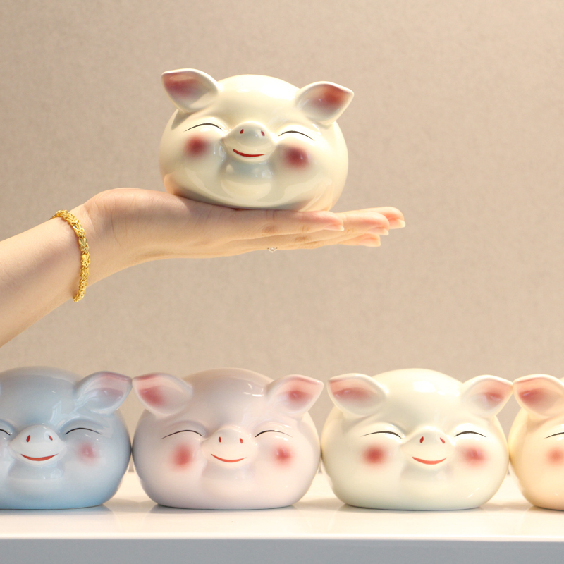 陶瓷招财生肖猪存钱罐家居开业y礼品摆件儿童创意储钱罐储蓄罐小