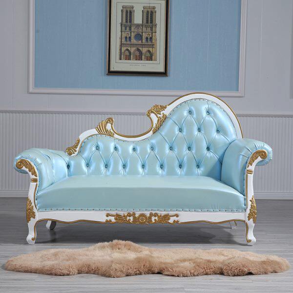 欧式贵妃椅新古典客厅实木真皮沙发美人床榻简约现代卧室躺椅家具