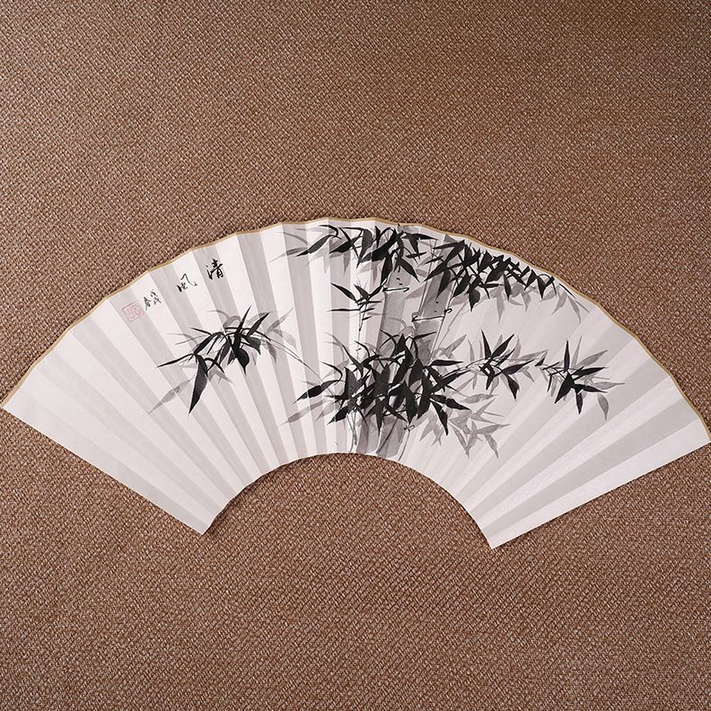 面995寸折扇苏工纸书法扇方寸文玩手绘.山水中国风18配件国画古风