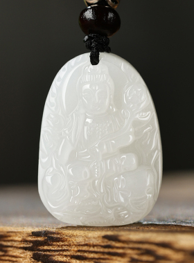 和田玉吊坠观音头玉佩挂件v男佛牌玉坠女本命佛普贤菩萨文殊羊脂