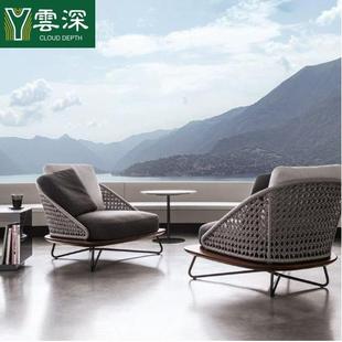 户外沙发菠萝格实木休闲藤椅茶桌组合防水酒店露阳台别墅庭院家具