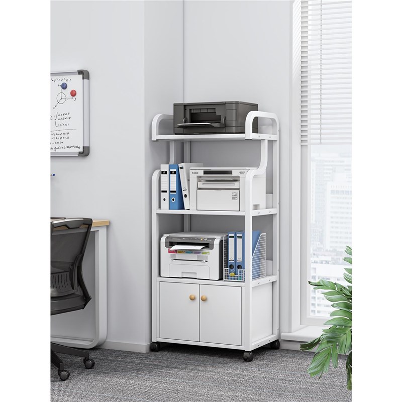 办公室印表机置物架落地小推车文件收纳柜L桌下多层可移动储物柜