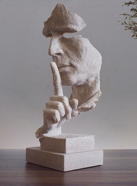 沉默是金 抽象工k艺品创意北欧雕塑摆件复古办公室客厅 装饰品礼