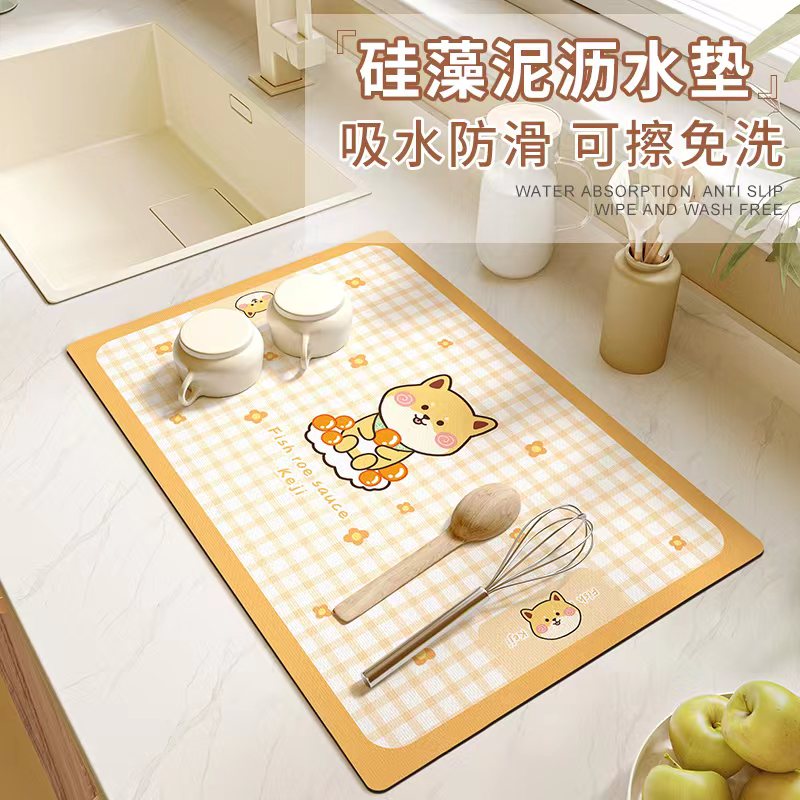 可爱卡通厨房台面沥水垫家用餐具厨具吸水杯垫P碗盘控水垫隔热垫