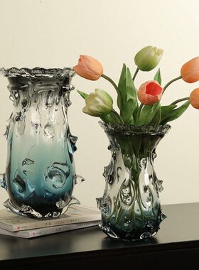 琉璃彩色渐变花瓶轻奢艺术摆件客厅茶几电视柜可水培插花花器装饰