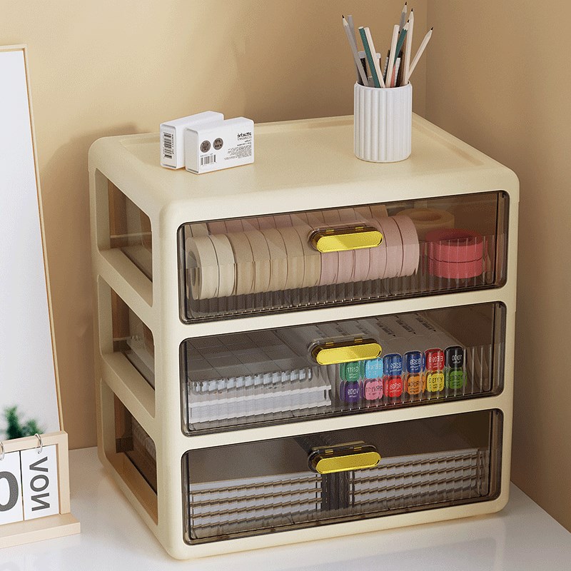 桌面收纳盒抽屉式学生书桌文w具办公室多层文件柜储物整理盒置物