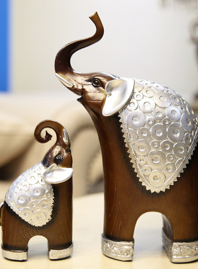 家居装饰品大象摆件客厅玄关入户茶桌I办公室电视柜招财摆设一对