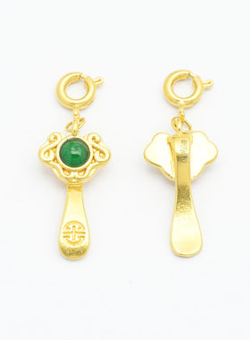 18k金翡翠如意小滴溜百搭DIY配件轻奢小众高级感【WT0376】不脱模