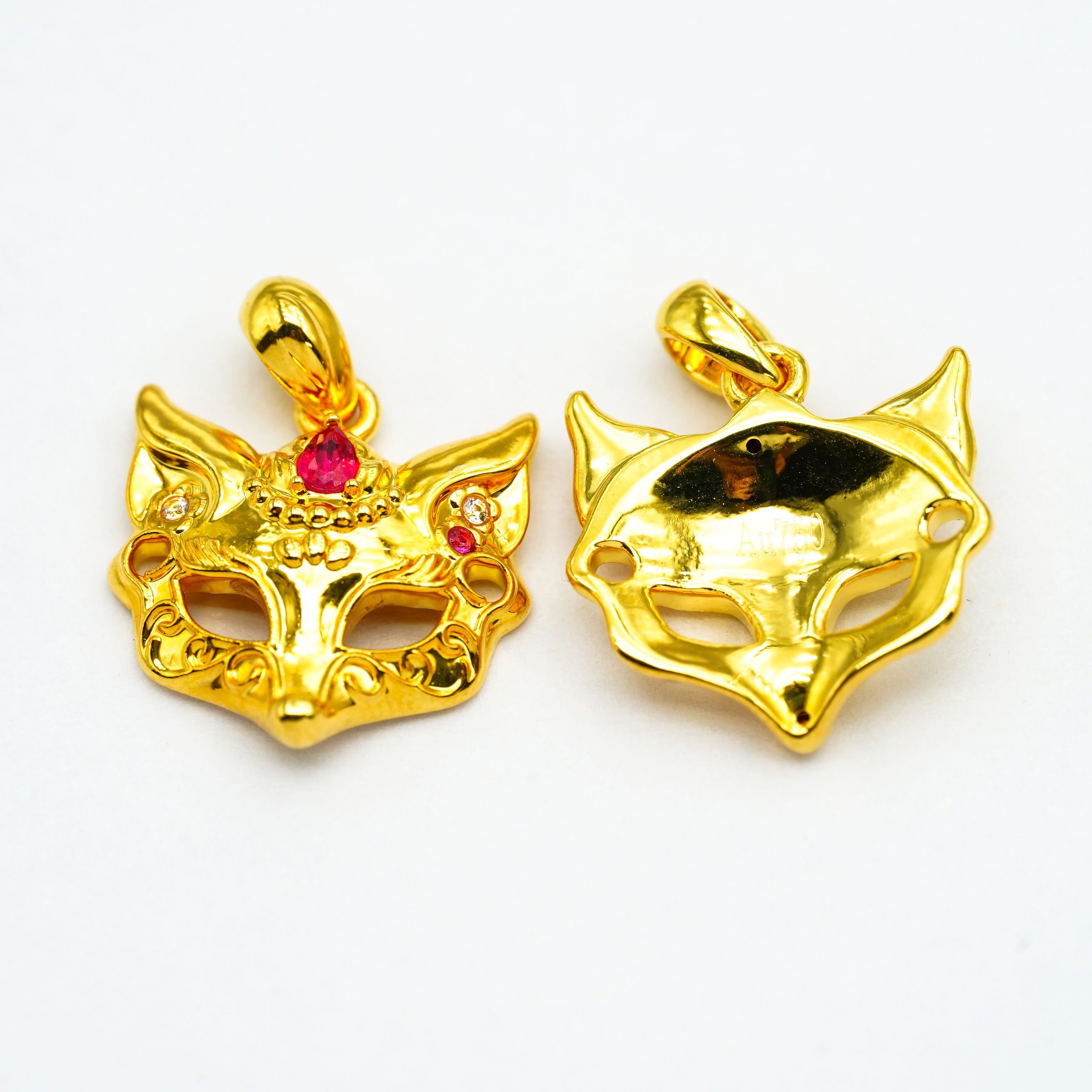 18k金狐狸面具吊坠【QL07182】