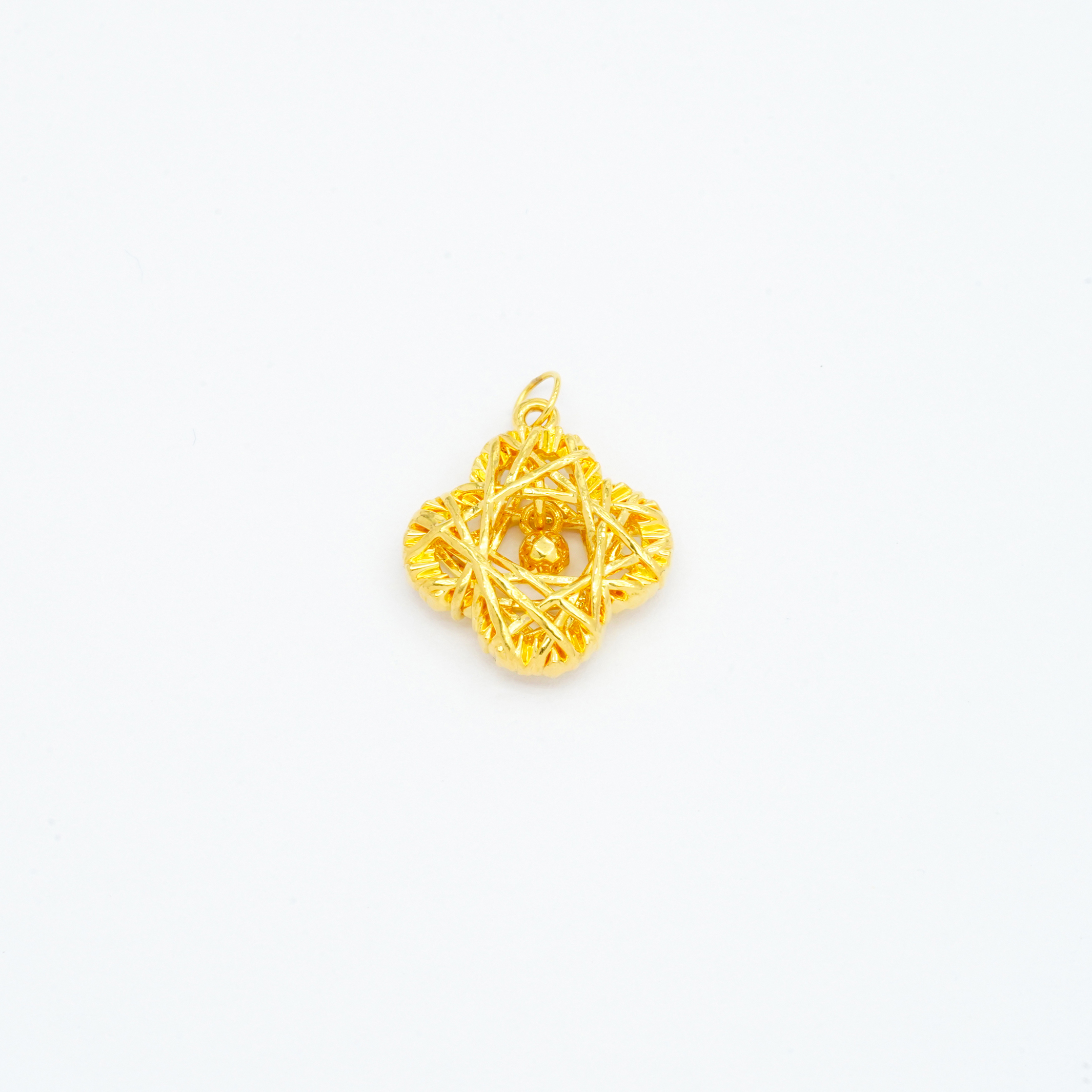 18k金织梦网四叶草项链手链吊坠