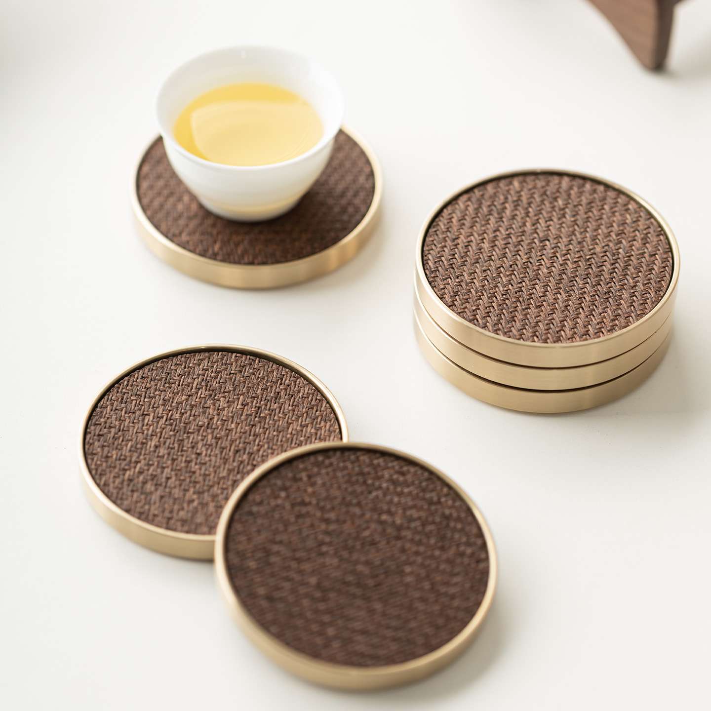 宜室茶话承茗杯垫组合胡桃木杯垫套装茶杯隔热垫茶托件茶具配件图片