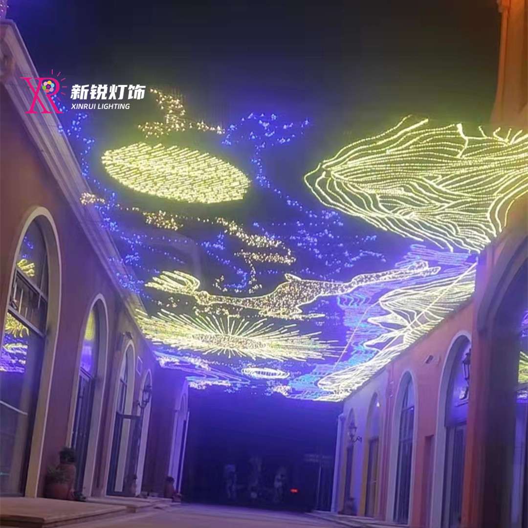 春节亮化商场美陈外墙灯饰画装饰玻璃幕墙大型防水彩色油画灯画