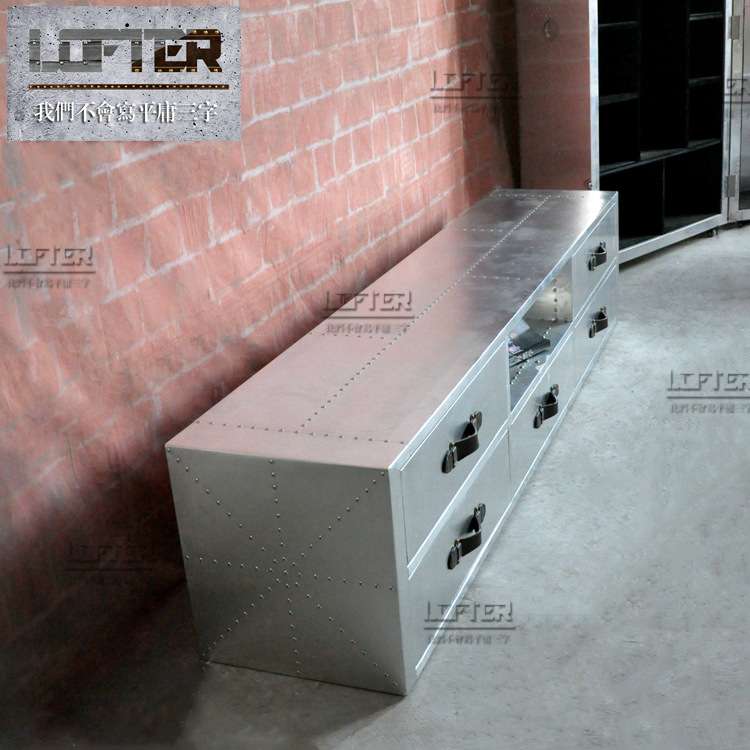 铝皮铆钉电视柜LOFT工业风家具个性五抽复古怀旧电视柜