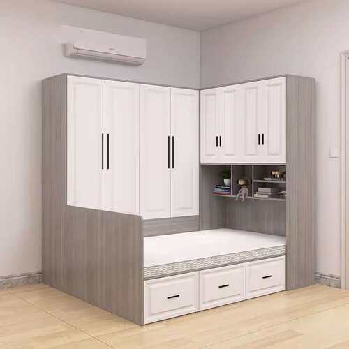 榻榻米床衣柜一体小户型儿童卧室多功能省空间实木带侧柜书桌组合