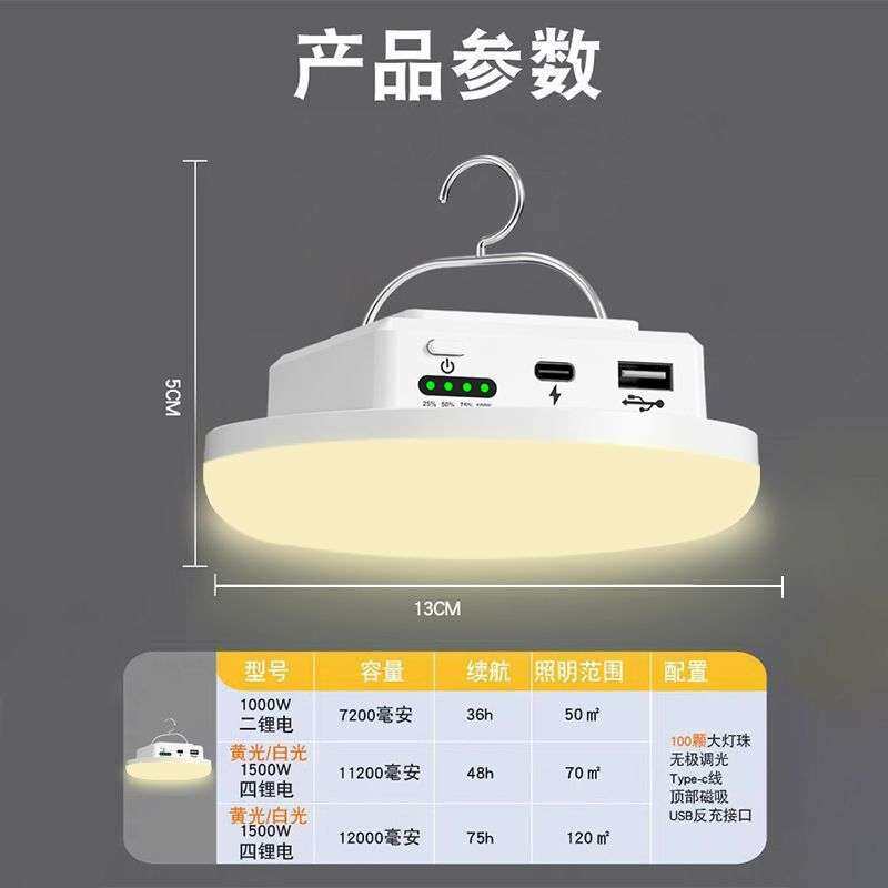 露营灯超长续航超亮暖黄光野营帐篷主灯地摊夜市灯户外充电照明灯