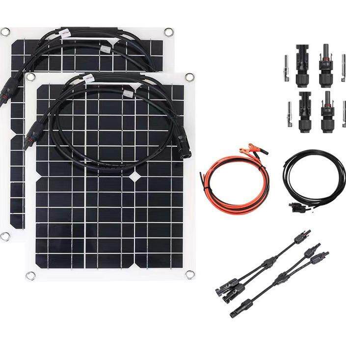 跨境爆款12V/24V柔性单晶太阳能MC4太阳能电池板防水Y型连接充电