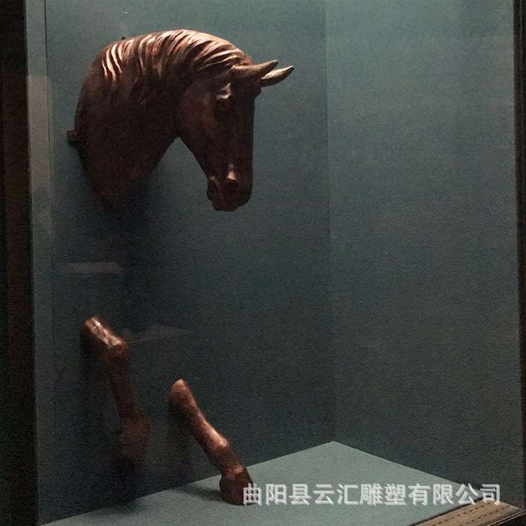 现货玻璃钢仿铜动物马头雕塑树脂仿真马酒店室内墙壁装饰马头摆件