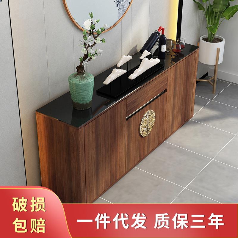 新中式厨柜胡桃色客厅简易电视柜茶水碗厨柜现代简约轻奢餐边柜