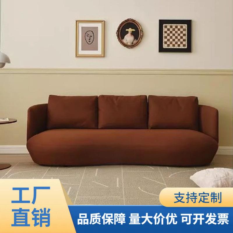 北欧极简棉麻沙发意式现代客厅轻奢设计科技布民宿公寓三人位沙发