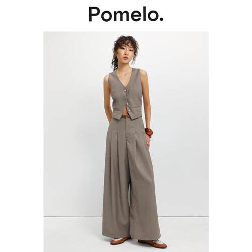 Pomelo 高腰显瘦气质休闲可搭配百褶阔腿裤女