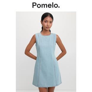 Pomelo 牛仔连衣裙 简约风背心裙小个子高腰显瘦A字短款