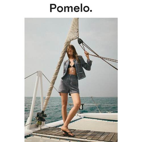 Pomelo 小香风粗花呢短裤高腰显瘦名媛风A字阔腿短裤女