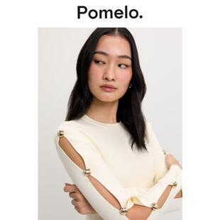 Pomelo 象牙白 镂空针织上衣