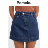 Pomelo 小个子高腰显瘦防走光不对称设计感牛仔A字裙裤 ins潮