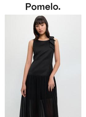 Pomelo 蝴蝶结肩带连衣裙 - 黑色