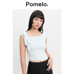 上衣 辣妹风无袖 Pomelo 纯欲风斜肩蝴蝶结背心女设计感小众修身