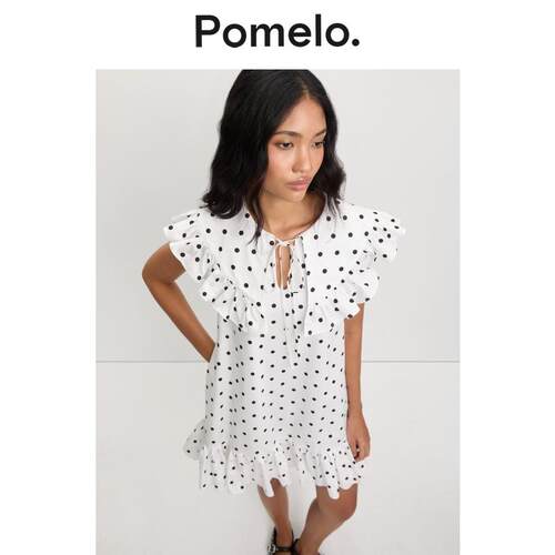 Pomelo 小众设计感波点裙宽松显瘦小个子减龄易搭娃娃领连衣裙