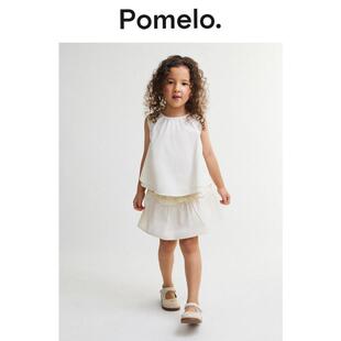 双层叠搭温柔风宝宝背心短裙两件套 套装 Pomelo 女童白色无袖